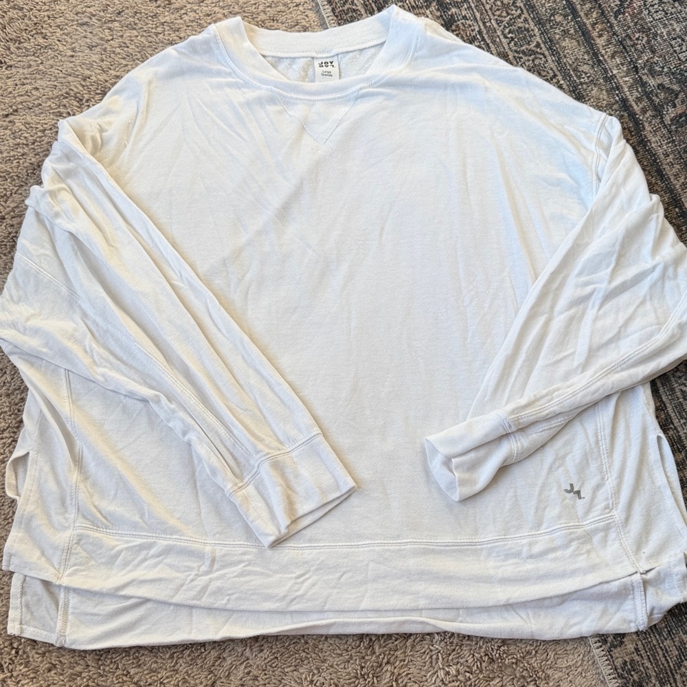 Joy Lab Women’s White Lightweight Sweatshirt in Large